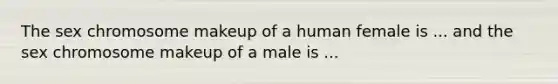 The sex chromosome makeup of a human female is ... and the sex chromosome makeup of a male is ...