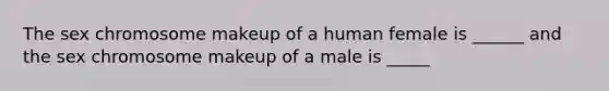 The sex chromosome makeup of a human female is ______ and the sex chromosome makeup of a male is _____