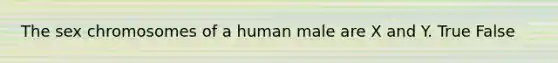 The sex chromosomes of a human male are X and Y. True False