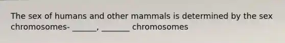 The sex of humans and other mammals is determined by the sex chromosomes- ______, _______ chromosomes