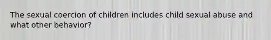 The sexual coercion of children includes child sexual abuse and what other behavior?