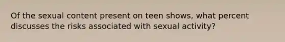 Of the sexual content present on teen shows, what percent discusses the risks associated with sexual activity?