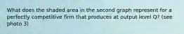 What does the shaded area in the second graph represent for a perfectly competitive firm that produces at output level Q​? (see photo 3)