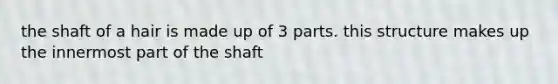 the shaft of a hair is made up of 3 parts. this structure makes up the innermost part of the shaft