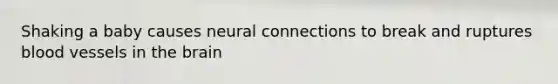 Shaking a baby causes neural connections to break and ruptures blood vessels in the brain