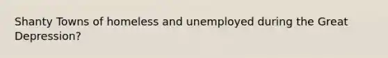 Shanty Towns of homeless and unemployed during the Great Depression?