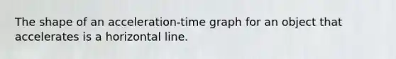 The shape of an acceleration-time graph for an object that accelerates is a horizontal line.