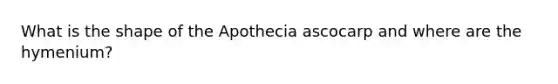 What is the shape of the Apothecia ascocarp and where are the hymenium?