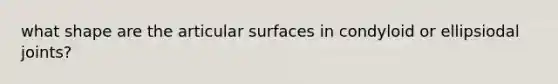 what shape are the articular surfaces in condyloid or ellipsiodal joints?