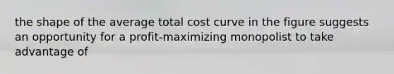 the shape of the average total cost curve in the figure suggests an opportunity for a profit-maximizing monopolist to take advantage of