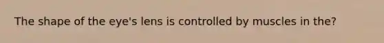 The shape of the eye's lens is controlled by muscles in the?