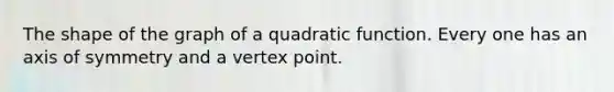 The shape of the graph of a quadratic function. Every one has an axis of symmetry and a vertex point.