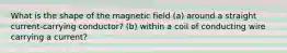 What is the shape of the magnetic field (a) around a straight current-carrying conductor? (b) within a coil of conducting wire carrying a current?