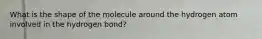 What is the shape of the molecule around the hydrogen atom involved in the hydrogen bond?