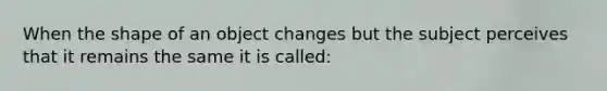 When the shape of an object changes but the subject perceives that it remains the same it is called: