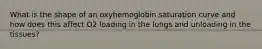 What is the shape of an oxyhemoglobin saturation curve and how does this affect O2 loading in the lungs and unloading in the tissues?