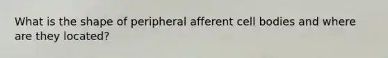 What is the shape of peripheral afferent cell bodies and where are they located?