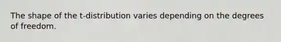 The shape of the t-distribution varies depending on the degrees of freedom.