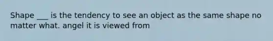 Shape ___ is the tendency to see an object as the same shape no matter what. angel it is viewed from