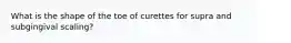 What is the shape of the toe of curettes for supra and subgingival scaling?