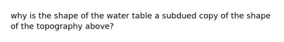 why is the shape of the water table a subdued copy of the shape of the topography above?