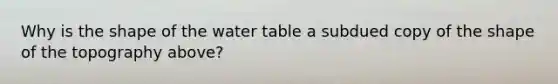 Why is the shape of the water table a subdued copy of the shape of the topography above?