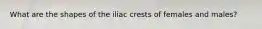 What are the shapes of the iliac crests of females and males?