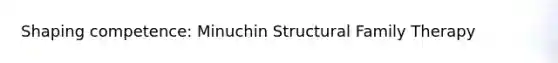 Shaping competence: Minuchin Structural Family Therapy