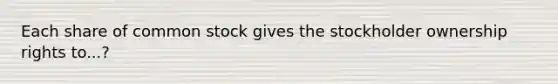 Each share of common stock gives the stockholder ownership rights to...?