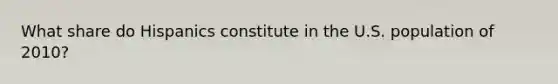 What share do Hispanics constitute in the U.S. population of 2010?