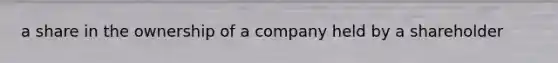 a share in the ownership of a company held by a shareholder