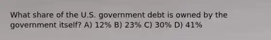 What share of the U.S. government debt is owned by the government itself? A) 12% B) 23% C) 30% D) 41%