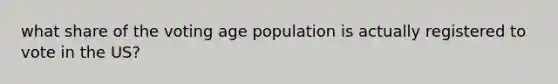 what share of the voting age population is actually registered to vote in the US?