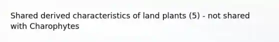 Shared derived characteristics of land plants (5) - not shared with Charophytes