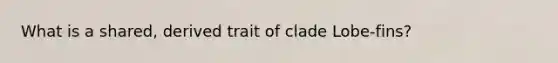 What is a shared, derived trait of clade Lobe-fins?