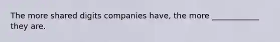 The more shared digits companies have, the more ____________ they are.