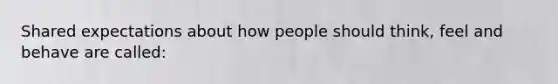 Shared expectations about how people should think, feel and behave are called: