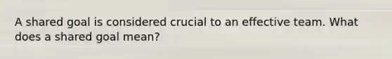 A shared goal is considered crucial to an effective team. What does a shared goal mean?