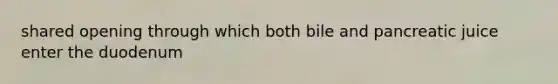 shared opening through which both bile and pancreatic juice enter the duodenum