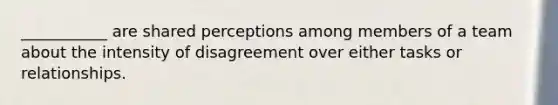 ___________ are shared perceptions among members of a team about the intensity of disagreement over either tasks or relationships.