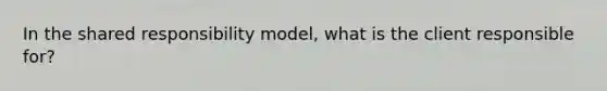 In the shared responsibility model, what is the client responsible for?