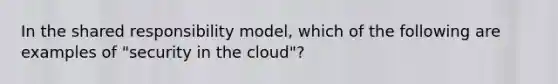 In the shared responsibility model, which of the following are examples of "security in the cloud"?