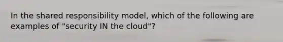 In the shared responsibility model, which of the following are examples of "security IN the cloud"?