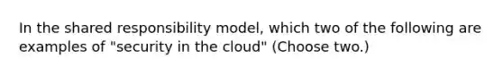 In the shared responsibility model, which two of the following are examples of "security in the cloud" (Choose two.)