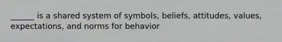 ______ is a shared system of symbols, beliefs, attitudes, values, expectations, and norms for behavior