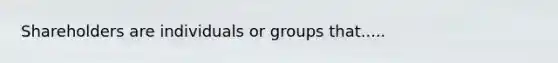 Shareholders are individuals or groups that.....