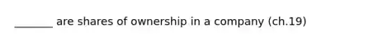 _______ are shares of ownership in a company (ch.19)