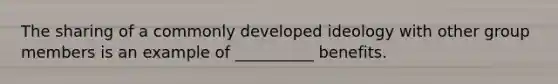 The sharing of a commonly developed ideology with other group members is an example of __________ benefits.