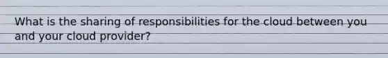 What is the sharing of responsibilities for the cloud between you and your cloud provider?