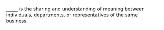 _____ is the sharing and understanding of meaning between individuals, departments, or representatives of the same business.